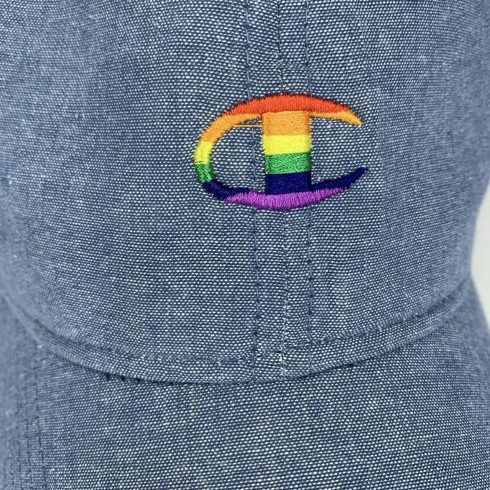 Champion Rainbow Colors Logo Hat Blue Adjustable Strap Baseball Cap